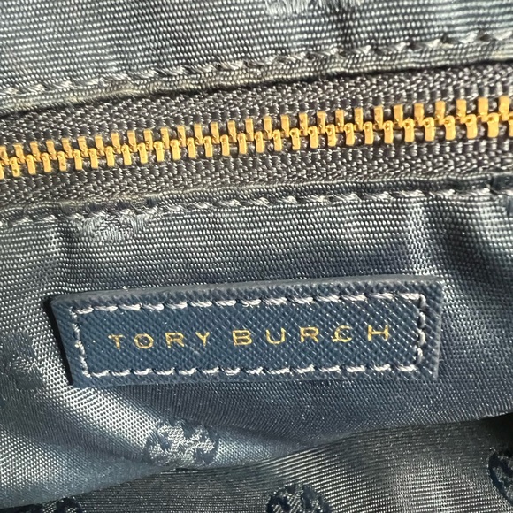 Tory Burch Robinson Double-Zip Saffiano Tote, Dark Navy Blue with Gold Hardware - Picture 9 of 9